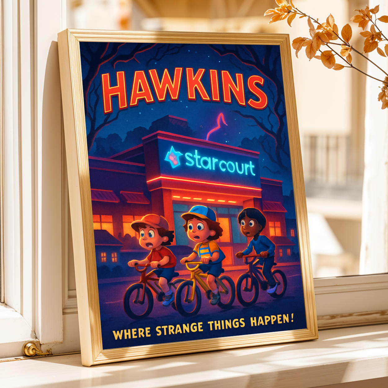 Stranger Things Hawkins Poster - Upside Down Wall Art