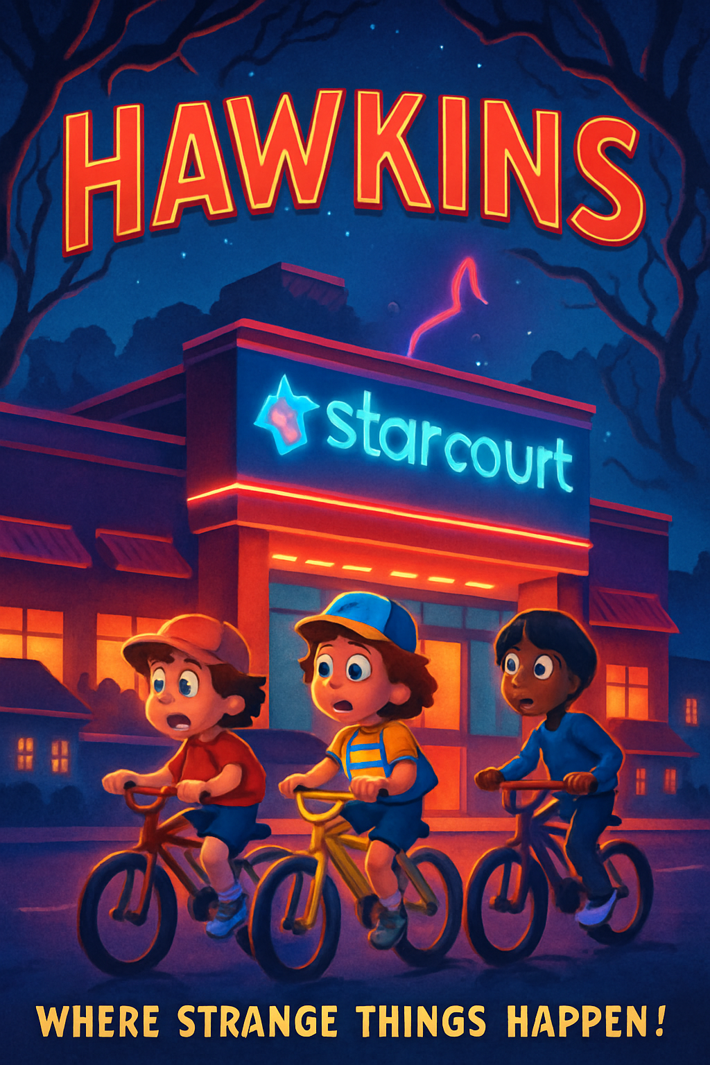 Stranger Things Hawkins Poster - Upside Down Wall Art