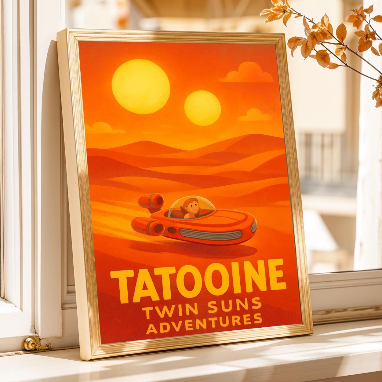 Tatooine Twin Suns Poster - Star Wars Pixar Style Art
