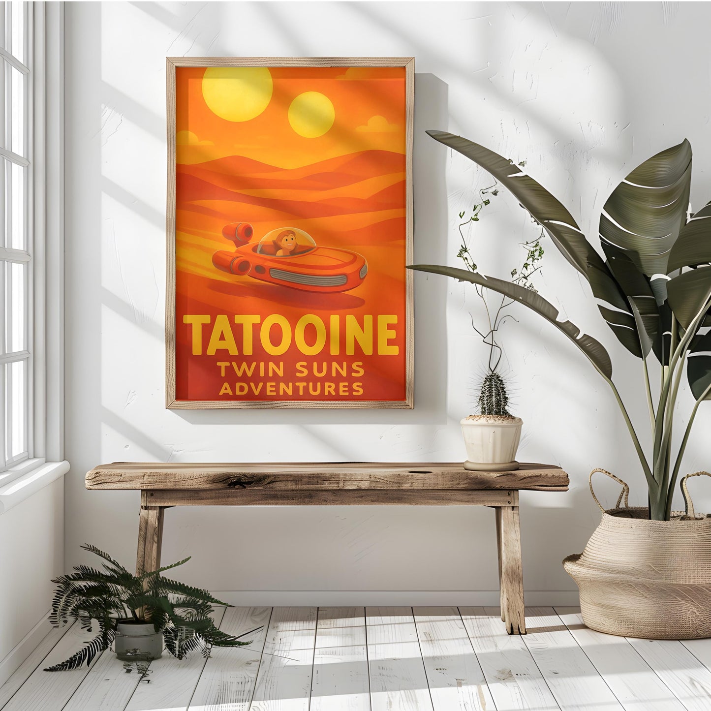 Tatooine Twin Suns Poster - Star Wars Pixar Style Art