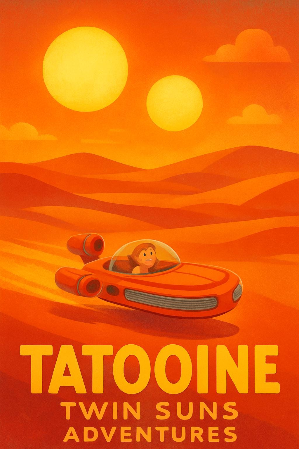 Tatooine Twin Suns Poster - Star Wars Pixar Style Art