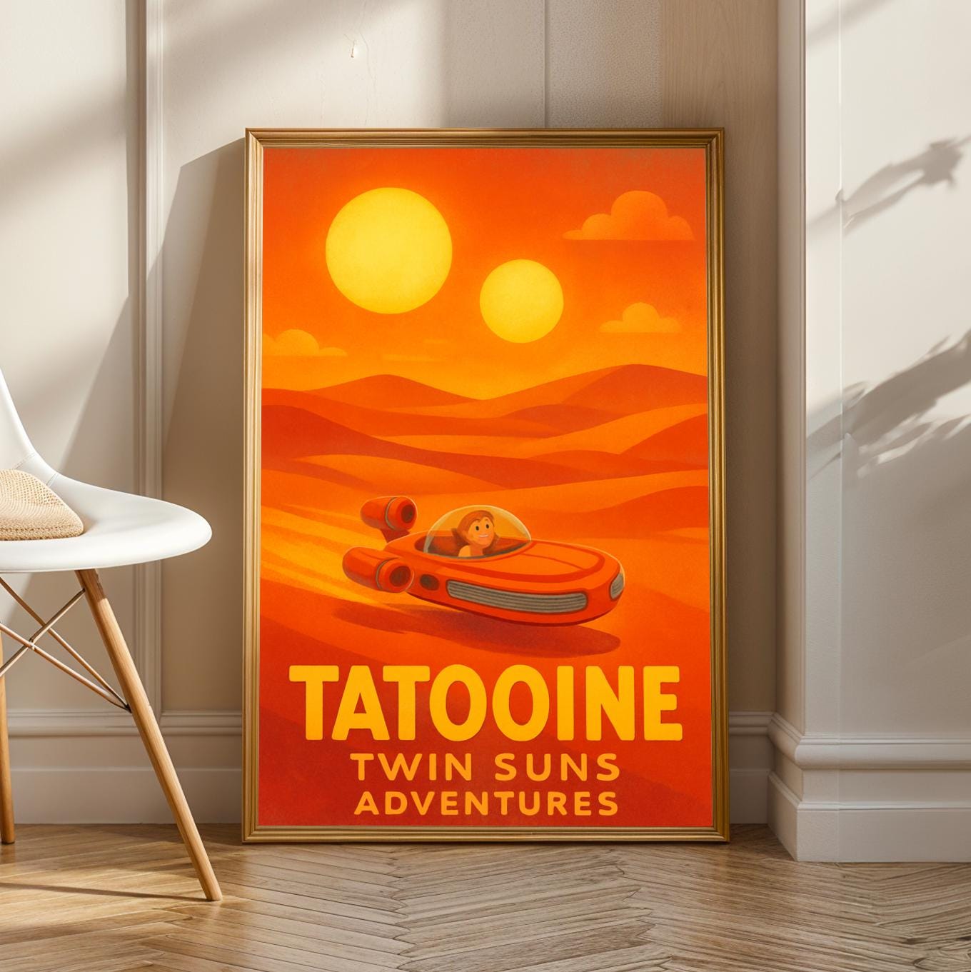 Tatooine Twin Suns Poster - Star Wars Pixar Style Art