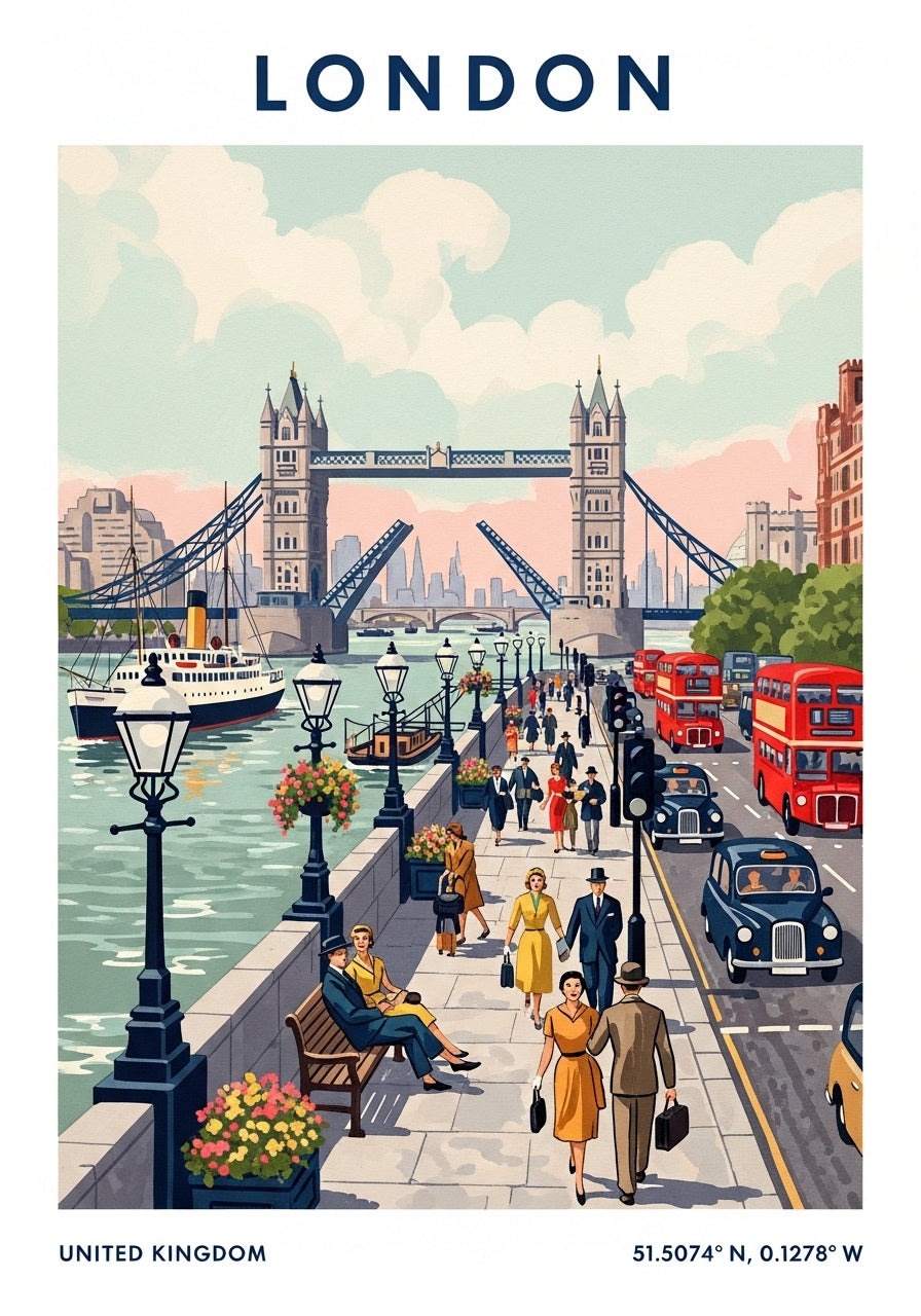 London Vintage Poster - Classic British Travel Wall Art