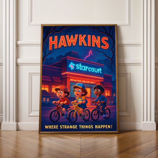 Stranger Things Hawkins Poster - Upside Down Wall Art