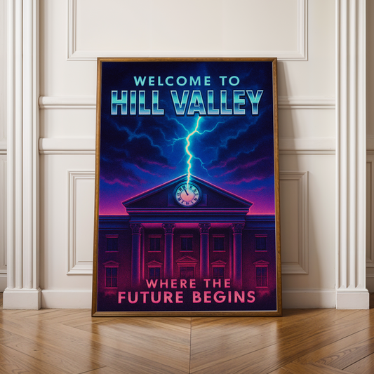 Back to the Future Clock Tower Poster - Lightning Strike Art
