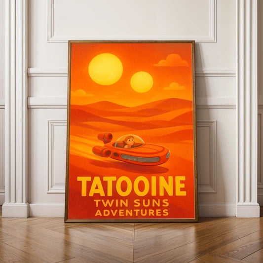 Tatooine Twin Suns Poster - Star Wars Pixar Style Art