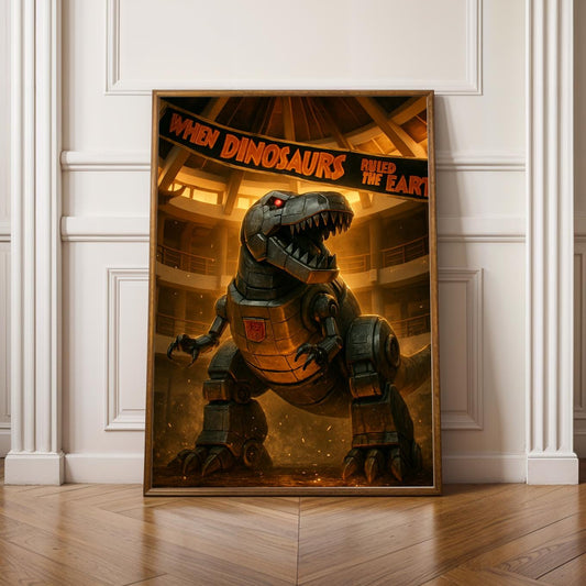 Transformers x Jurassic Park Poster - Grimlock Sci-Fi Art
