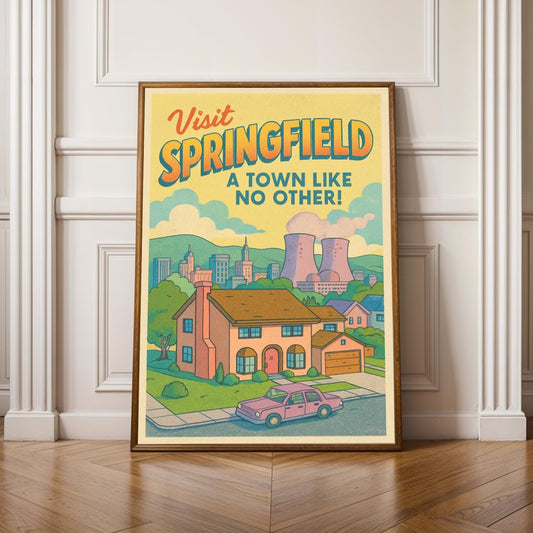 Simpsons Springfield Poster - Vintage Travel Art