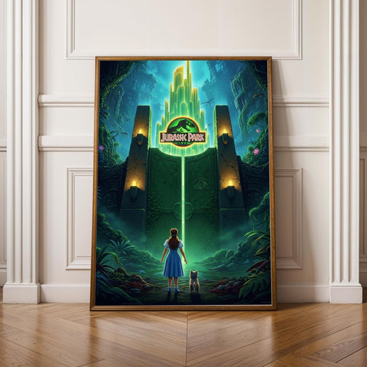 Jurassic Park Gates Crossover Poster - Fantasy Adventure Art