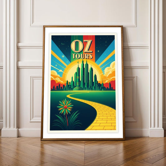 Retro Cityscape Adventure Poster - Wizard of Oz Travel Art